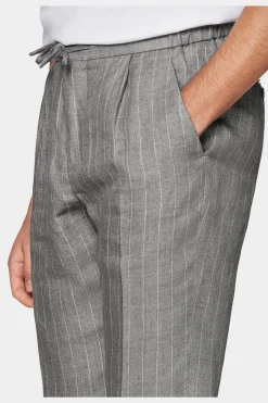 SUITSUPPLY Ames Hose Hellgrau Gestreift Kordelzug-Männlich Jeans & Casual Hosen