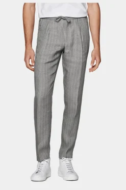SUITSUPPLY Ames Hose Hellgrau Gestreift Kordelzug-Männlich Jeans & Casual Hosen