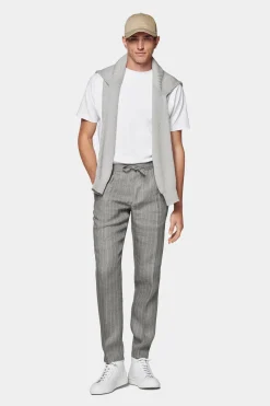 SUITSUPPLY Ames Hose Hellgrau Gestreift Kordelzug-Männlich Jeans & Casual Hosen