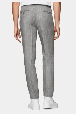 SUITSUPPLY Ames Hose Hellgrau Gestreift Kordelzug-Männlich Jeans & Casual Hosen
