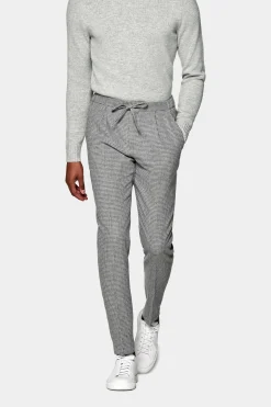 SUITSUPPLY Ames Hose Hellgrau Hahnenterittmuster Kordelzug-Männlich Jeans & Casual Hosen