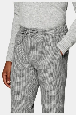 SUITSUPPLY Ames Hose Hellgrau Hahnenterittmuster Kordelzug-Männlich Jeans & Casual Hosen