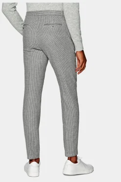 SUITSUPPLY Ames Hose Hellgrau Hahnenterittmuster Kordelzug-Männlich Jeans & Casual Hosen