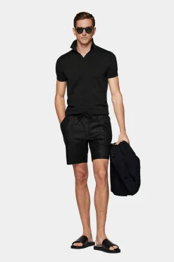 SUITSUPPLY Ames Shorts Schwarz Kordelzug-Männlich Shorts