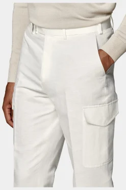 SUITSUPPLY Blake Cargo Hose Weiß-Männlich Elegante Hosen