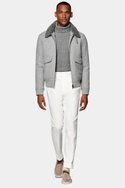 SUITSUPPLY Bomberjacke Hellgrau-Männlich Casual Jacken