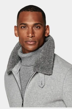 SUITSUPPLY Bomberjacke Hellgrau-Männlich Casual Jacken