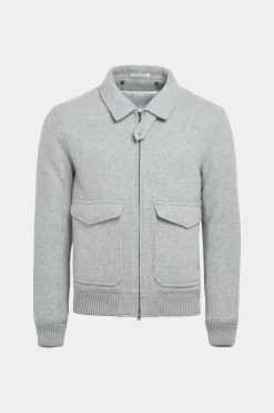 SUITSUPPLY Bomberjacke Hellgrau-Männlich Casual Jacken