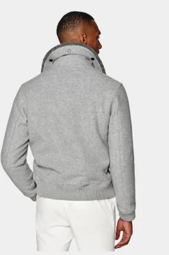 SUITSUPPLY Bomberjacke Hellgrau-Männlich Casual Jacken