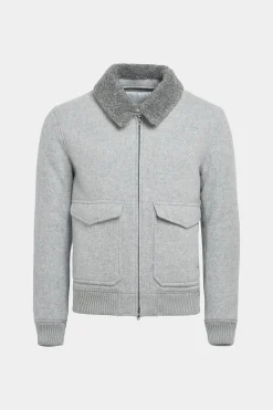SUITSUPPLY Bomberjacke Hellgrau-Männlich Casual Jacken