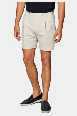 SUITSUPPLY Bosa Shorts Sand Bundfalte-Männlich Shorts