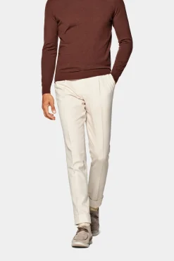 SUITSUPPLY Braddon Hose, Hellbraun Mit Bundfalte-Männlich Elegante Hosen