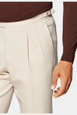 SUITSUPPLY Braddon Hose, Hellbraun Mit Bundfalte-Männlich Elegante Hosen