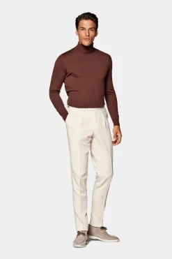SUITSUPPLY Braddon Hose, Hellbraun Mit Bundfalte-Männlich Elegante Hosen