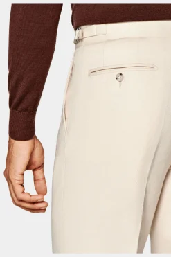SUITSUPPLY Braddon Hose, Hellbraun Mit Bundfalte-Männlich Elegante Hosen