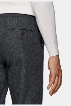 SUITSUPPLY Braddon Hose Mittelgrau Mit Bundfalte-Männlich Elegante Hosen