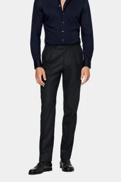 SUITSUPPLY Braddon Hose Navy Mit Bundfalte-Männlich Elegante Hosen