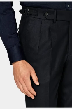 SUITSUPPLY Braddon Hose Navy Mit Bundfalte-Männlich Elegante Hosen