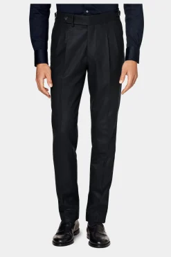 SUITSUPPLY Braddon Hose Navy Mit Bundfalte-Männlich Elegante Hosen