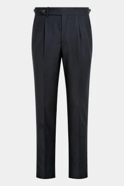 SUITSUPPLY Braddon Hose Navy Mit Bundfalte-Männlich Elegante Hosen