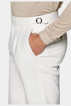 SUITSUPPLY Braddon Hose Off-White Bundfalte-Männlich Elegante Hosen
