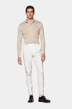 SUITSUPPLY Braddon Hose Off-White Bundfalte-Männlich Elegante Hosen