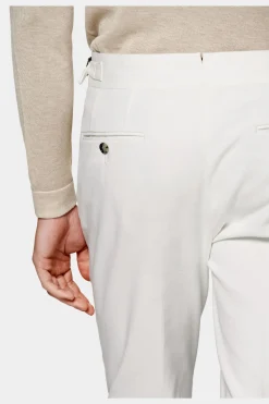 SUITSUPPLY Braddon Hose Off-White Bundfalte-Männlich Elegante Hosen