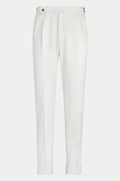 SUITSUPPLY Braddon Hose Off-White Bundfalte-Männlich Elegante Hosen