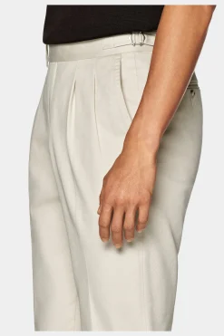 SUITSUPPLY Braddon Hose Sand Bundfalte-Männlich Elegante Hosen