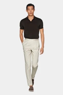 SUITSUPPLY Braddon Hose Sand Bundfalte-Männlich Elegante Hosen