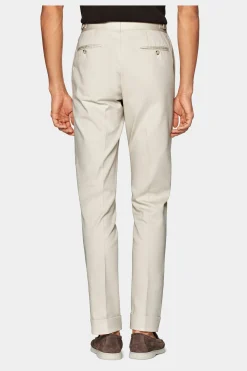 SUITSUPPLY Braddon Hose Sand Bundfalte-Männlich Elegante Hosen