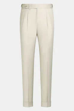 SUITSUPPLY Braddon Hose Sand Bundfalte-Männlich Elegante Hosen