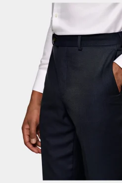 SUITSUPPLY Brescia Anzughose Blau Birdseye-Muster-Männlich Anzughosen