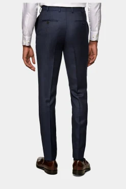 SUITSUPPLY Brescia Anzughose Blau Birdseye-Muster-Männlich Anzughosen
