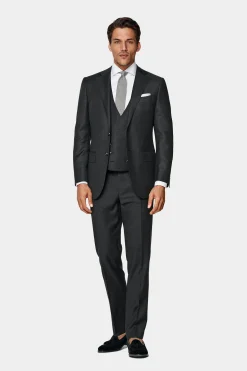 SUITSUPPLY Brescia Anzughose Dunkelgrau-Männlich Anzughosen
