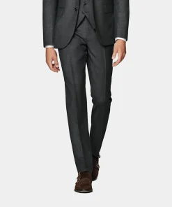 SUITSUPPLY Brescia Anzughose Dunkelgrau Birdseye-Muster-Männlich Anzughosen
