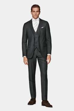 SUITSUPPLY Brescia Anzughose Dunkelgrau Birdseye-Muster-Männlich Anzughosen