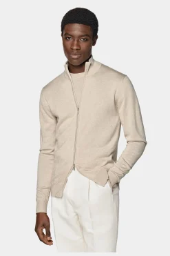 SUITSUPPLY Cardigan Sandfarben Mit Reißverschluss-Männlich Bestseller-Strickwaren