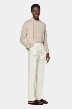 SUITSUPPLY Cardigan Sandfarben Mit Reißverschluss-Männlich Bestseller-Strickwaren