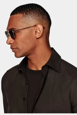 SUITSUPPLY Casual Set Dunkelbraun-Männlich Leinenanzüge