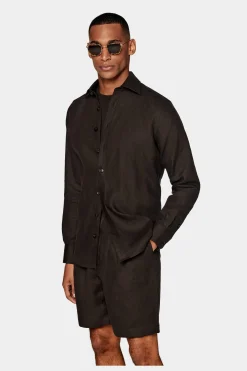 SUITSUPPLY Casual Set Dunkelbraun-Männlich Leinenanzüge