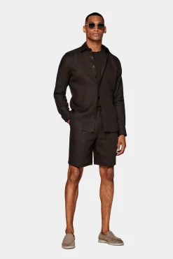 SUITSUPPLY Casual Set Dunkelbraun-Männlich Leinenanzüge