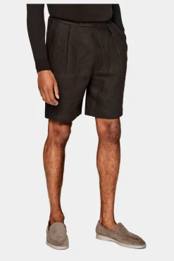 SUITSUPPLY Casual Set Dunkelbraun-Männlich Leinenanzüge