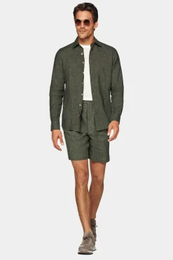 SUITSUPPLY Casual Set Grün-Männlich Leinenanzüge