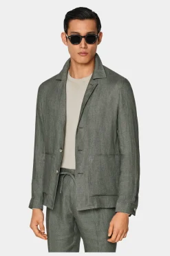 SUITSUPPLY Casual Set Mittelgrün-Männlich Leinenanzüge