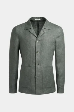 SUITSUPPLY Casual Set Mittelgrün-Männlich Leinenanzüge