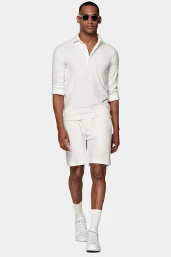 SUITSUPPLY Casual Set Poloshirt Langarm Weiß-Männlich Poloshirts