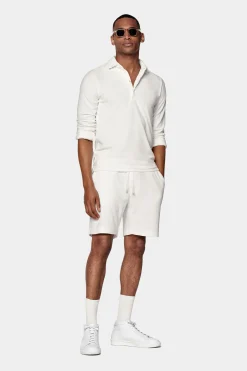 SUITSUPPLY Casual Set Poloshirt Langarm Weiß-Männlich Poloshirts