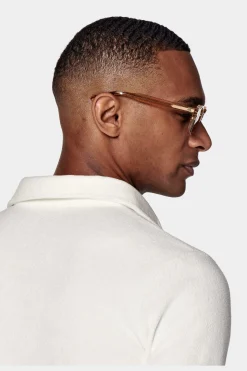 SUITSUPPLY Casual Set Poloshirt Langarm Weiß-Männlich Poloshirts