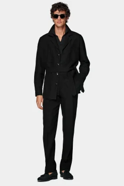 SUITSUPPLY Casual Set Schwarz-Männlich Leinenanzüge